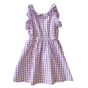 Crewcuts J.Crew Girls Purple Gingham Ruffle Dress Size 8 Lilac Cottagecore